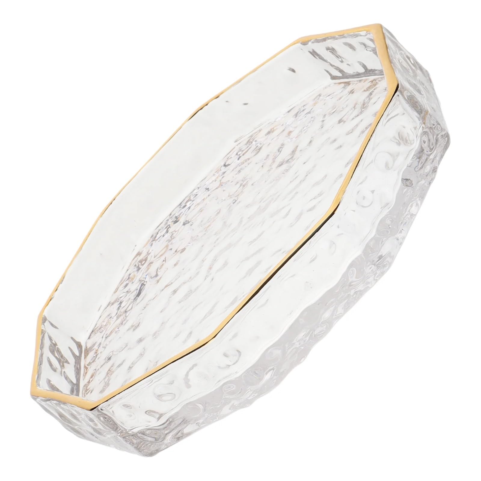 Bandeja para Perfumes Elegante Bandeja de Servicio de Vidrio con Borde Dorado, Plato Decorativo pequeño for Cocina, Plato de Postre de Frutas, cristalería, vajilla, Juego de vajilla