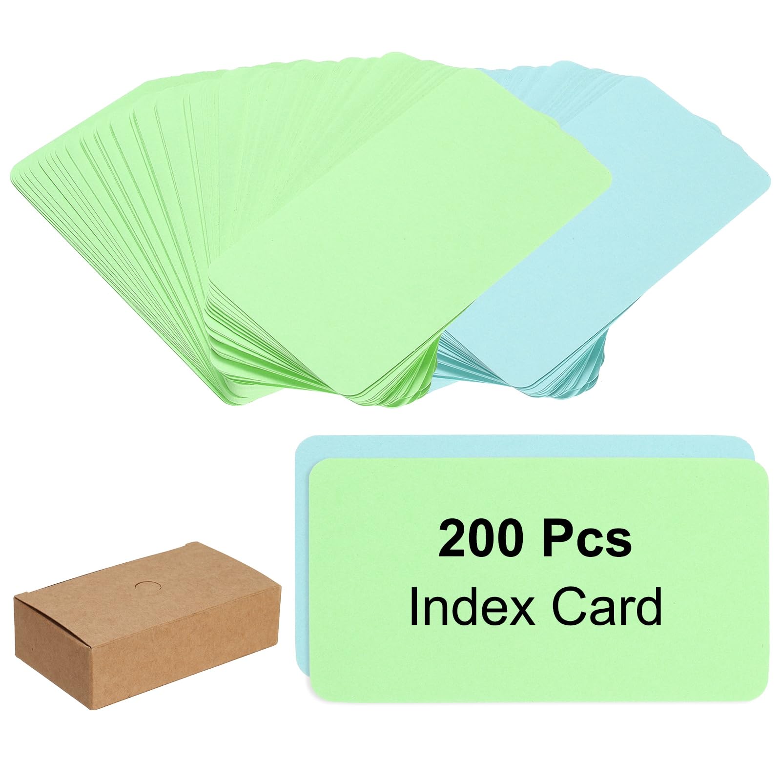 PATIKIL 3.5x2 Blank Kraft Index Cards, 100Pcs Small Blank Paper Message Business Cards for Reminder Study DIY Craft Invitation Tag Flash Vocabulary Word, Green/Blue — image 1