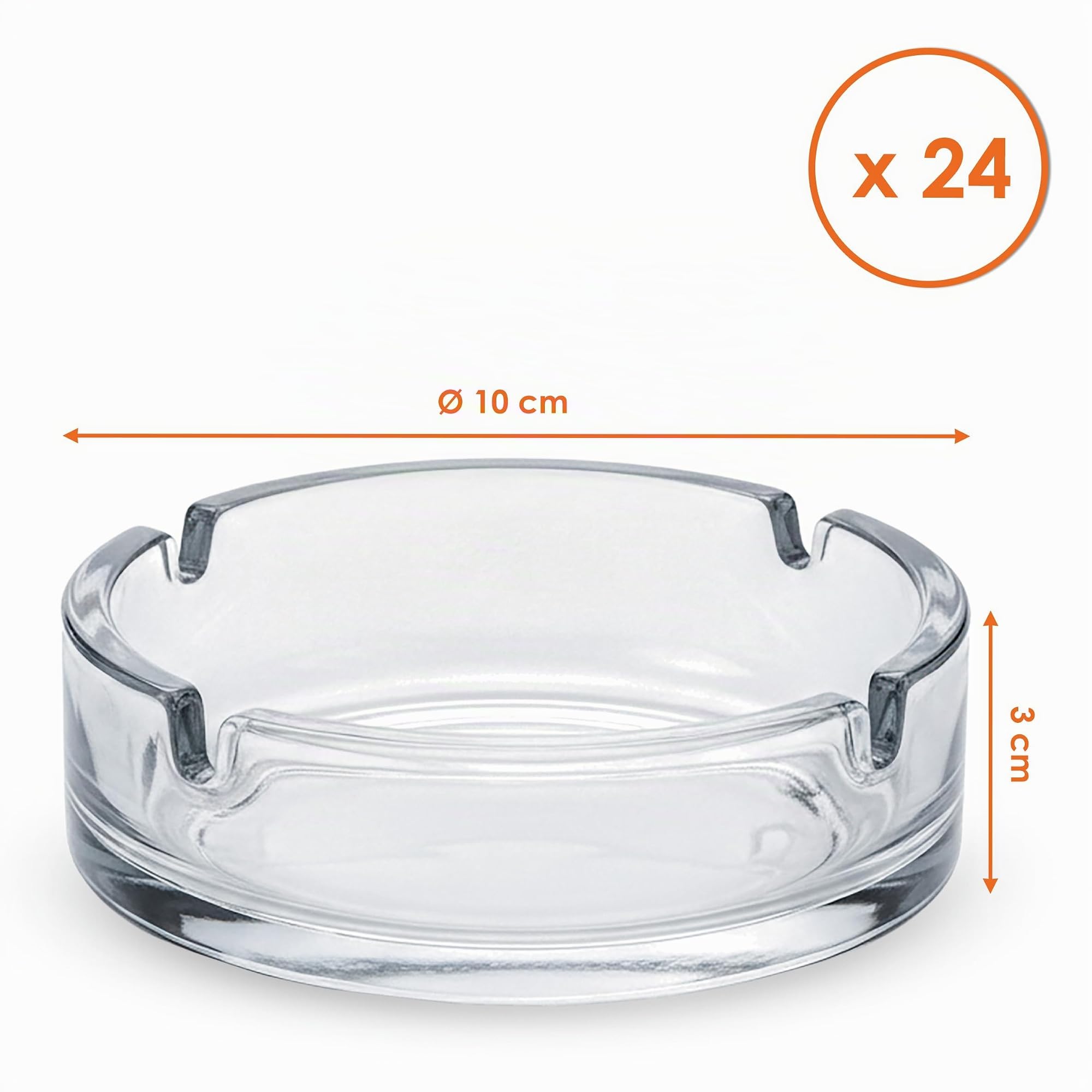 Cendrier en verre rond 10 cm - Lot de 24 - Table Cendrier transparent extérieur