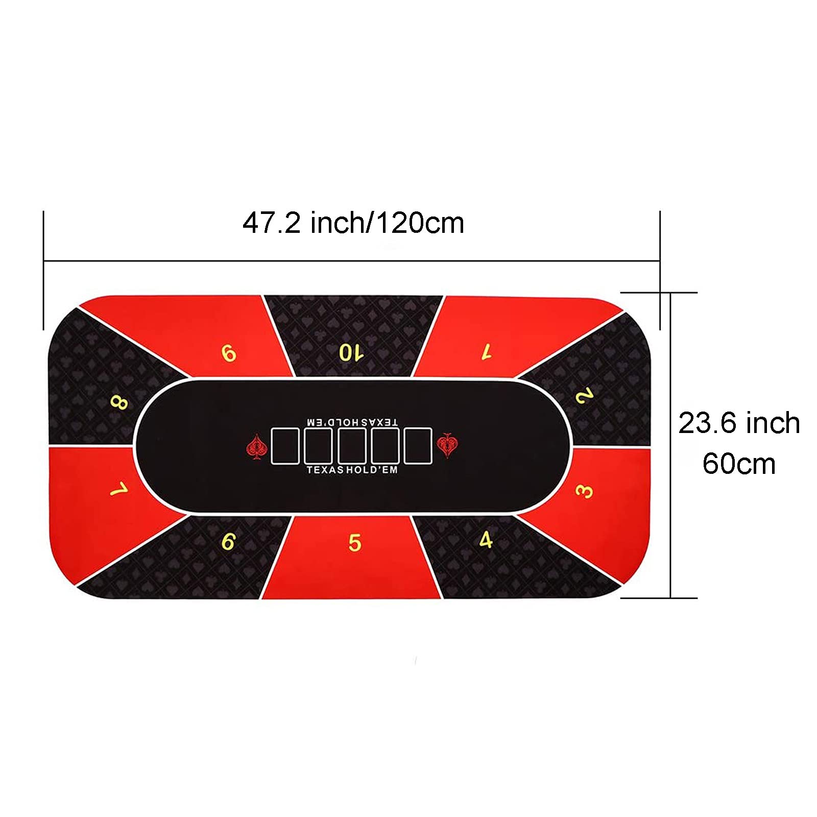 MBROS Tappetino da Poker Texas Hold'em | Tavolo da Poker Portatile, Rosso e Verde, 120x60cm/180x90cm, Idrorepellente, riduzione del Rumore e Borsa per Il Trasporto
