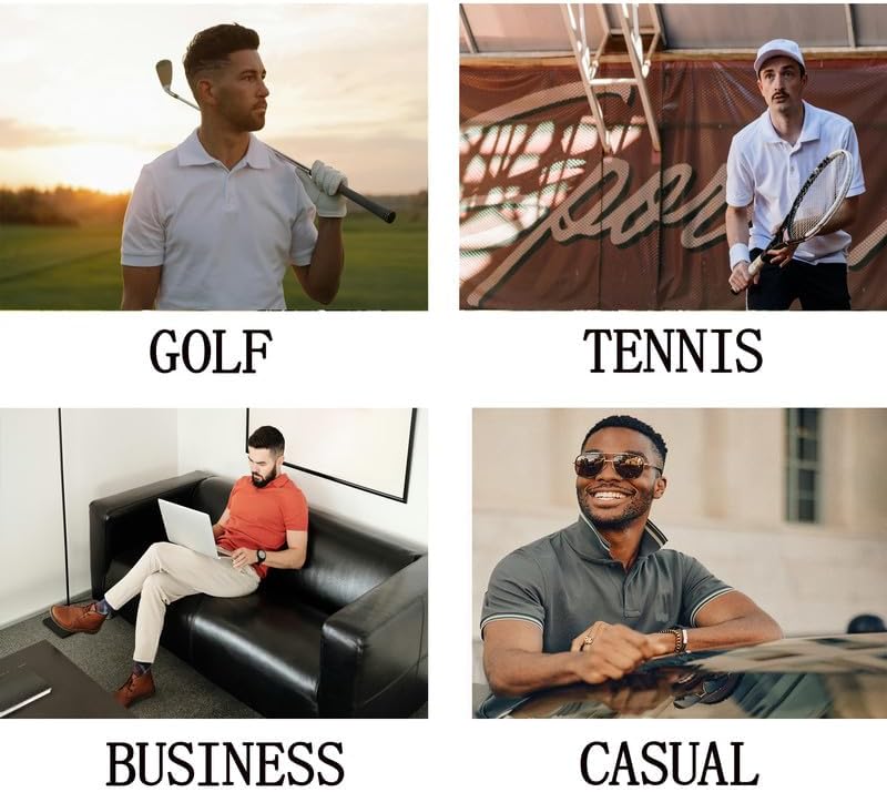 Mens Golf Polo Shirts Short Sleeve Moisture Wicking Performance Tactical Athletic T Shirt Casual Collared Shirt - Image 2
