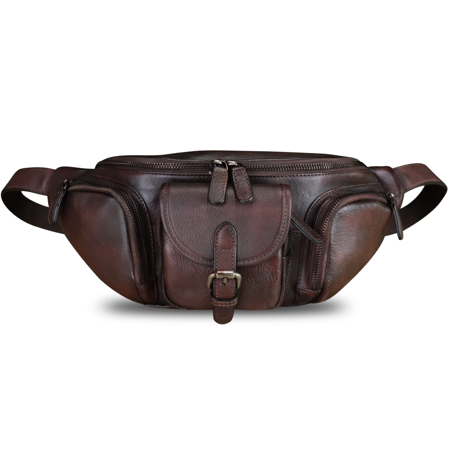 Genuine Leather Fanny Pack for Men and Women Real Leather Sling Bag Crossbody Bag Fashion Waist Bag Chest Purse (Coffee)