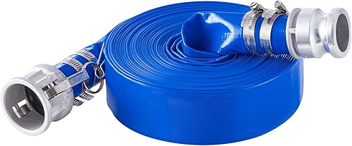 Miniatura 38 de VEVOR Manguera de descarga, 1-1/2 pulgadas x 100 pies, manguera plana de tela de PVC, manguera de drenaje resistente con abrazaderas, resistente a