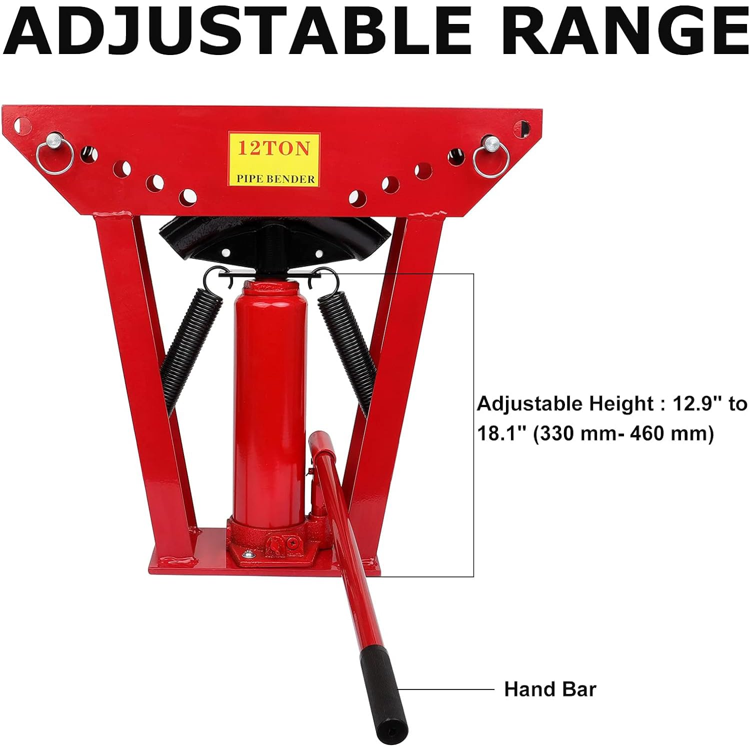Hydraulic Pipe Bender 1/2 Manual Copper Exhaust Tube Bender Tool 6 Dies (1/2,3/4,1,1-1/4,1-1/2,2) ???? ?????? Adjustable Rollers 90-180° Bending Steel Iron Metal Ratcheting