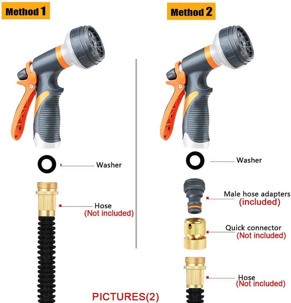 AXYOFSP Garden Hose Nozzle Spray Nozzle,8 Watering Patterns Metal Heave Duty Water Nozzle,High Pressure Nozzle Sprayer for Watering Plants, Cleaning, Car Wash and Showering Dog & Pets (1) (1)