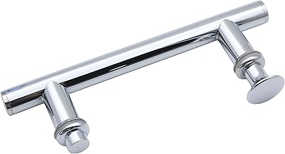 KEABATH Poignée de porte de douche en acier inoxydable 304 avec bouton en plastique, 1 poignée de porte de douche ronde en verre, armoire de salle de douche 140 mm trou à trou