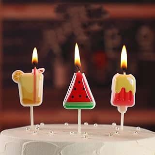Summer Ice Cool Candle Set,Cute Watermelon Popsicle Fruit Juice Funny Baby Kids Children Happy Birthday Candles,Party Supplies,Cake Decoration