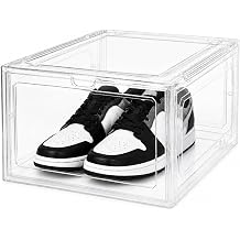 1 Pack Hard Plastic Clear Shoe Storage Organizer Boxes, White