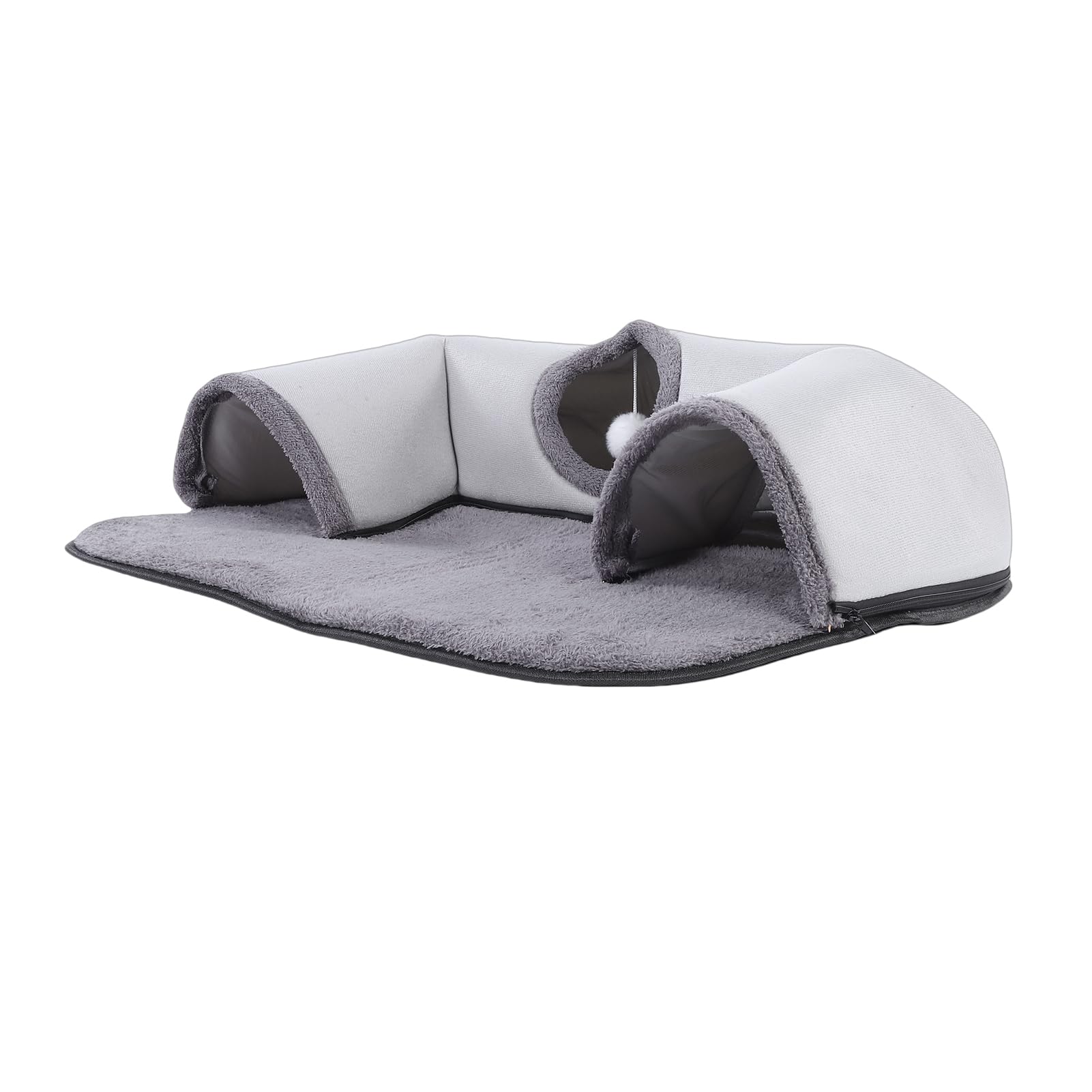 Cocoarm Cama Túnel para Gatos, Juguete Interactivo para Gatos Limpiable en Forma de U para de Interior con Juguete de Bola Desmontable para Gatitos (Talla pequeña)