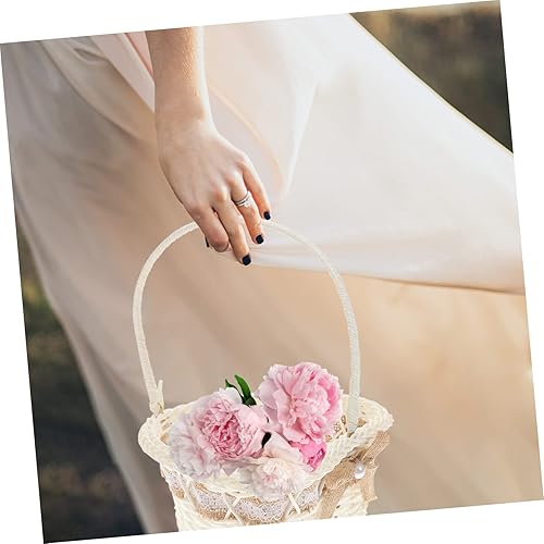 Miniatura 8 de jojofuny Cesta de boda para niña, pétalos, galletas, bolsas pequeñas para recuerdos, cesta de yute de encaje, cesta de yute para niña, cestas para