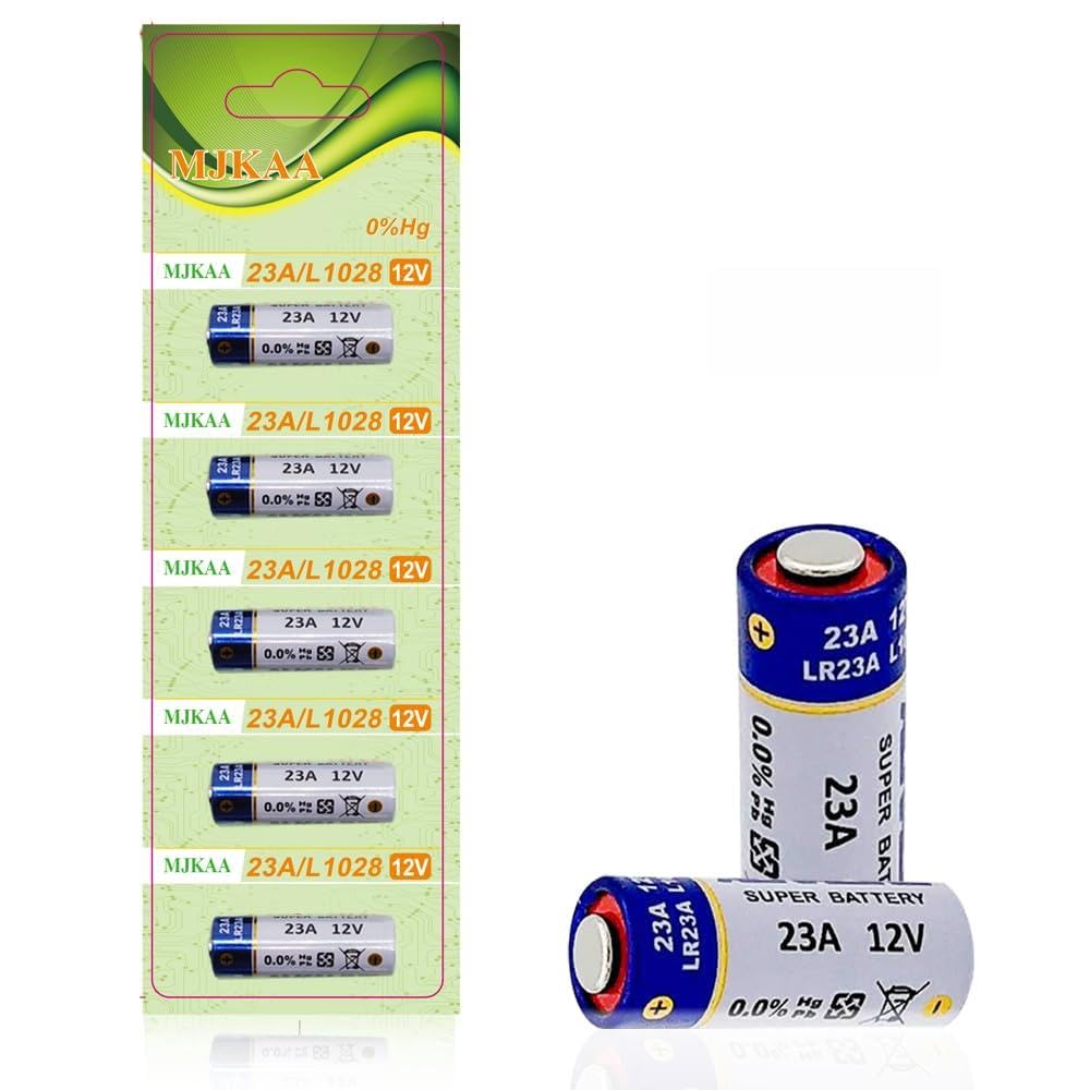 Pack of 5 A23 Battery 12V Alkaline 60 mAh 12 Volt for Garage Doors Opener, Ceiling Fans Doorbells Remotes MN21 23GA GP23AE A23S LR23A L1028