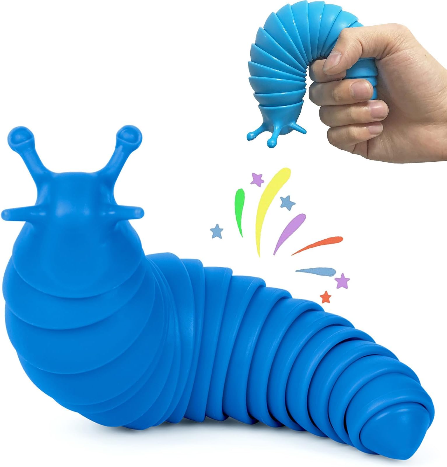 IFiwin Fidget Slug Toys, Sensory Slug Fidget Bulk Toys for Autistic Kids & Adults, Autism Sensory Toys Bulk Fidgets Stocking Stuffers, Birthday Gifts for Boys Girls (Blue)