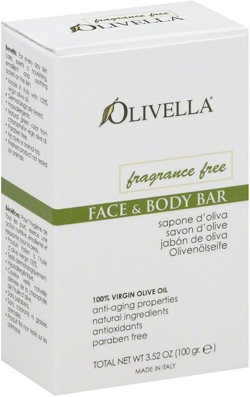 Sabonete em barra Olivella para rosto e corpo, sem fragrância, com azeite de oliva virgem, Pacote com 12 unidades