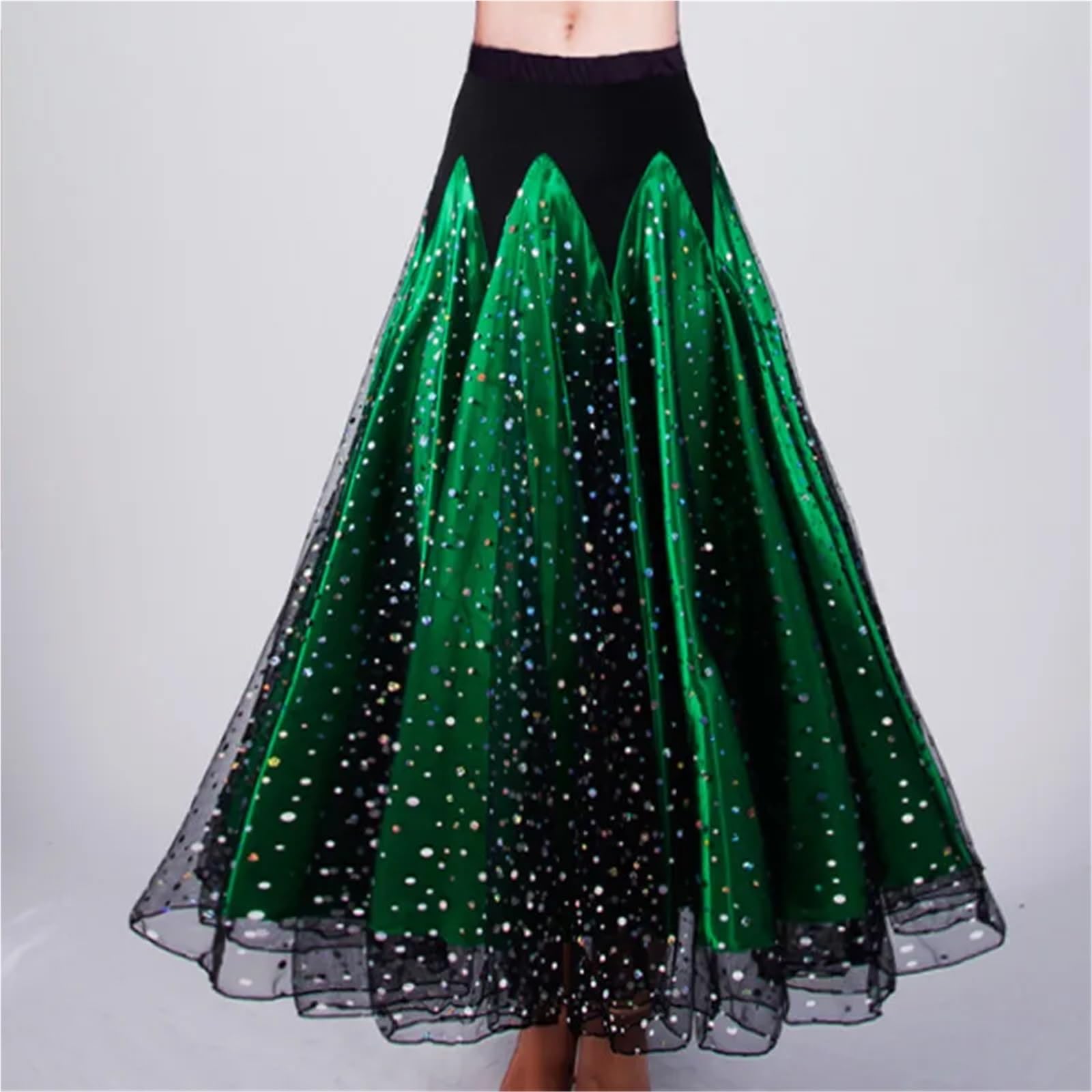 Falda Flamenca Mujer Falda de baile moderna 720 grados for mujer, vestido largo con lentejuelas for práctica salón vals