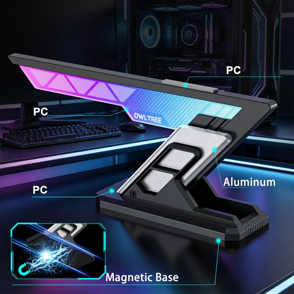 GPU Support Bracket, ARGB GPU Support, GPU Anti Sag Bracket | Aluminum & Acrylic , Magnetic , Graphics Cards Brace Stand Holder for Computer Video Cards, 75-125mm Height Adjustable