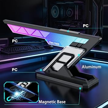 GPU Support Bracket, ARGB GPU Support, Aluminum & Acrylic GPU Anti Sag Bracket with Magnetic Base, Graphics Cards Brace Stand Holder for Computer Video Cards, 75-125mm Height Adjustable