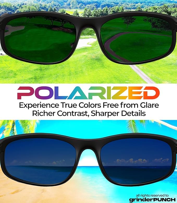 Image of grinderPUNCH Sport Polarized Sunglasses for Men & Women Baseball Running Cycling Fishing Golf Driving Shades Sun Glasses