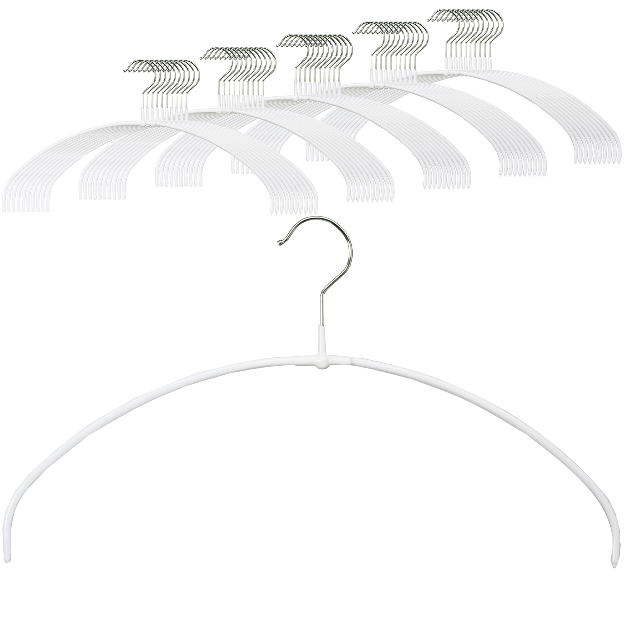 Cintres peu encombrants MAWA Light blancs lot de 50 pour t-shirts et pulls légers