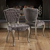 Best Selling Lane Tufted Fabric Dining Chair, Charcoal, Set of 2