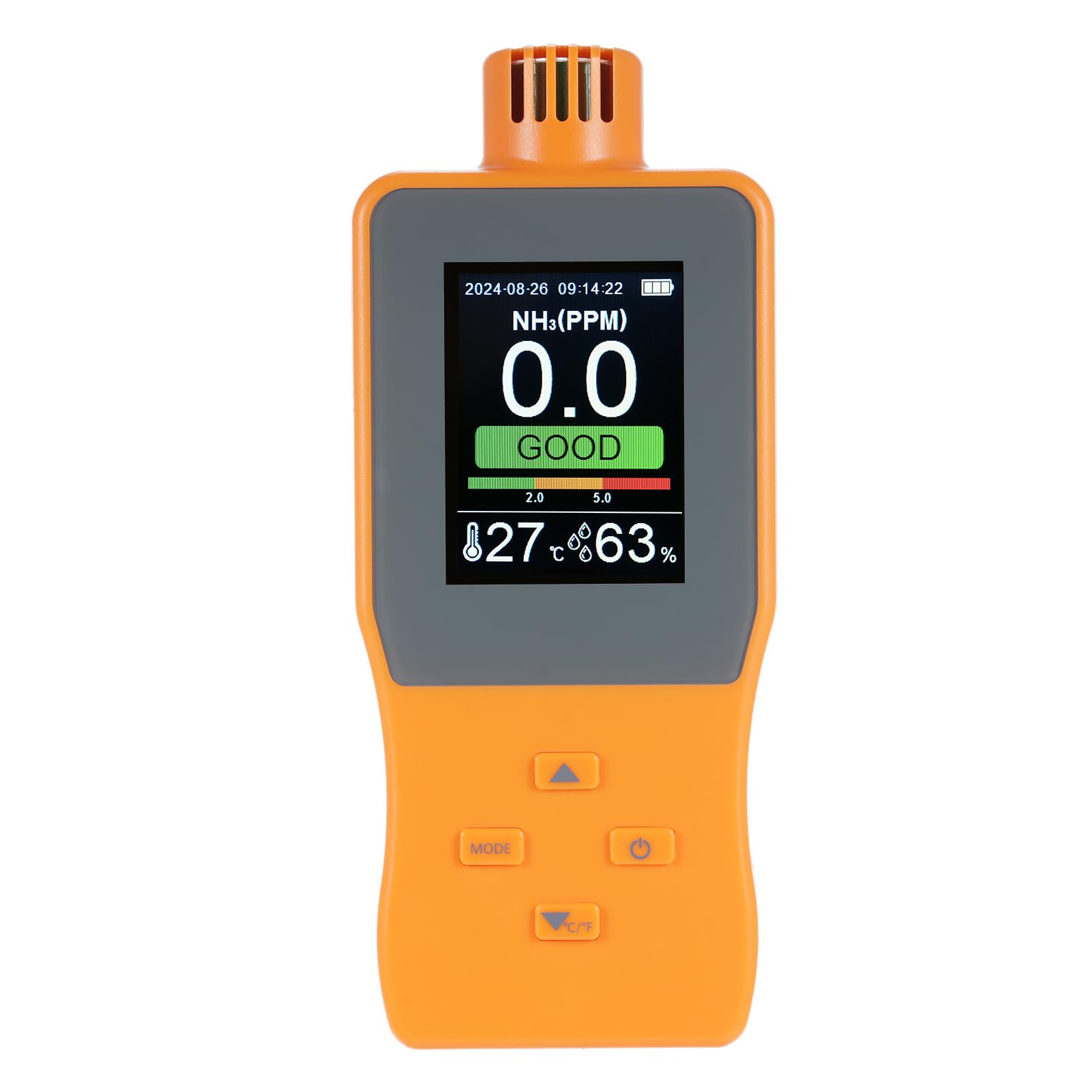Detector de Gas de Amoníaco Portátil 0~100 PPM Probador Gas ³ - Monitor Temperatura y Humedad para Cámara Frigorífica - Diseño Portátil