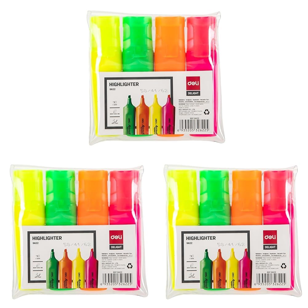 Delight Fade Resistant Highlighter 4-Piece Set, Multicolor
