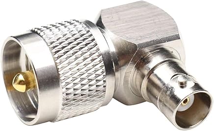 Bomcomi 1 / 2pcs de ?ngulo Recto de 90 Grados RF Conector coaxial PL259 PL259 Cable convertidor Los UHF Enchufe Masculino de BNC Hembra Adaptador de Enchufe Radio