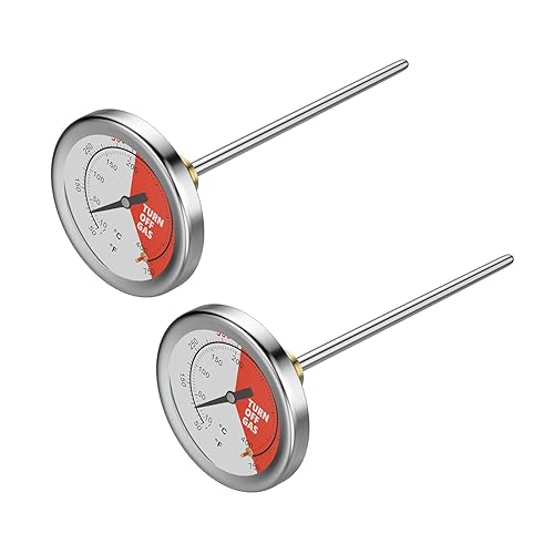 Termómetro de carne de pavo, termómetro de barbacoa de lectura instantánea de acero inoxidable con sonda de 6 pulgadas de largo, esfera grande de 2