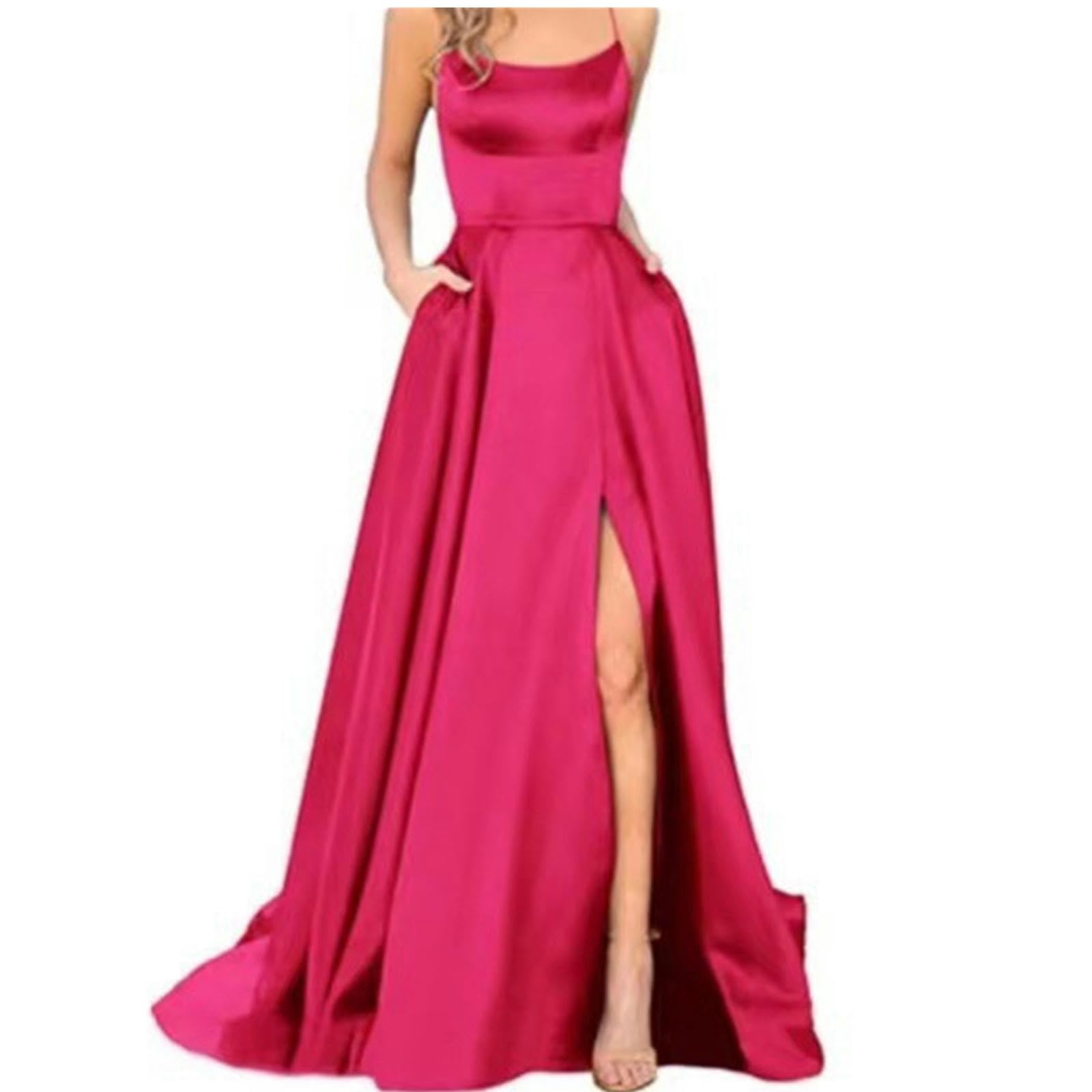 Abito Donna Invernale Abito da Damigella d'Onore da Donna Vestito Lungo Dimagrimento Bestie Bestie Abito da Sera da Sera da Damigella d'Onore-Rosa Rosso-XL