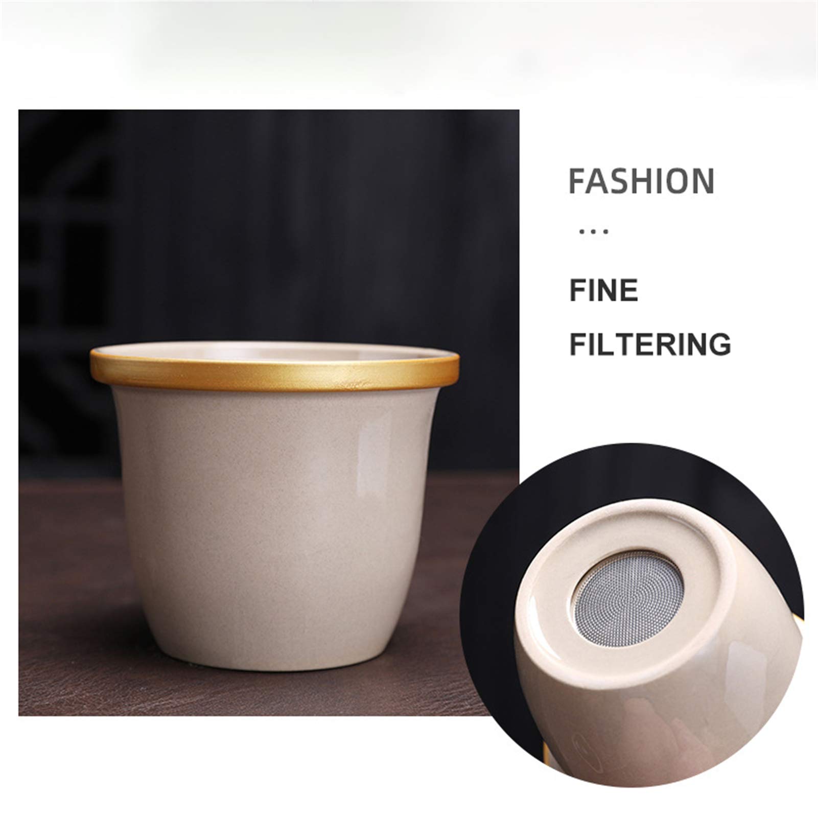 Taza De Té De Cerámica con Mango De Madera Anti-Quemaduras, Tazas De Té con Tapa Y Filtro, Mugs con Separación De Té Filtrada para Oficina, Hogar O Regalo (Rojo)