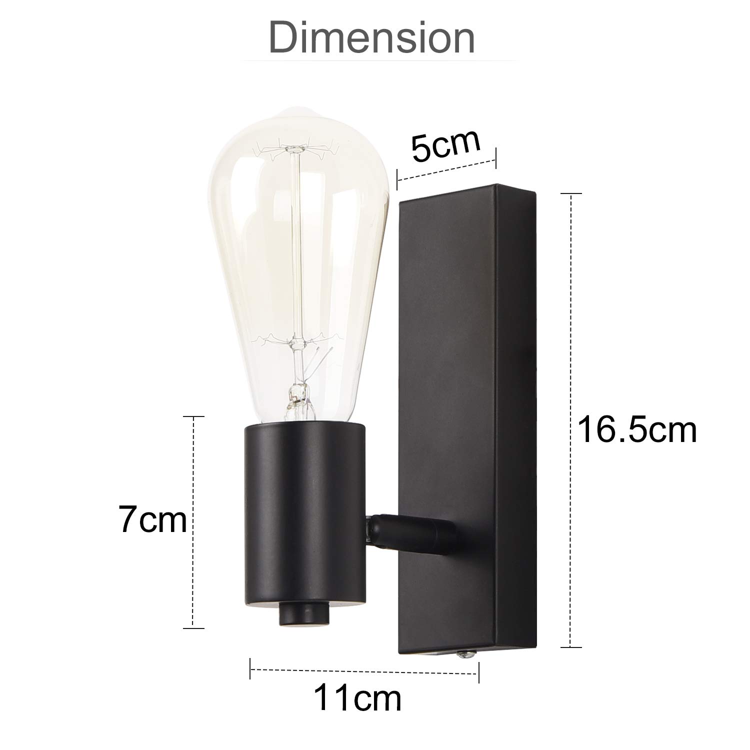 Lightess Kinkiet wewnętrzny, czarny retro, lampa ścienna E27, wychylna, vintage, reflektor ścienny, rustykalna lampa przemysłowa, oświetlenie ścienne do salonu, sypialni, jadalni, pokoju dziecięcego