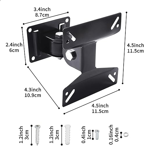 Miniatura 2 de Soporte de pared para monitor de TV con articulación giratoria para la mayoría de televisores de pantallas planas LED LCD de 14 a 24 pulgadas, VESA