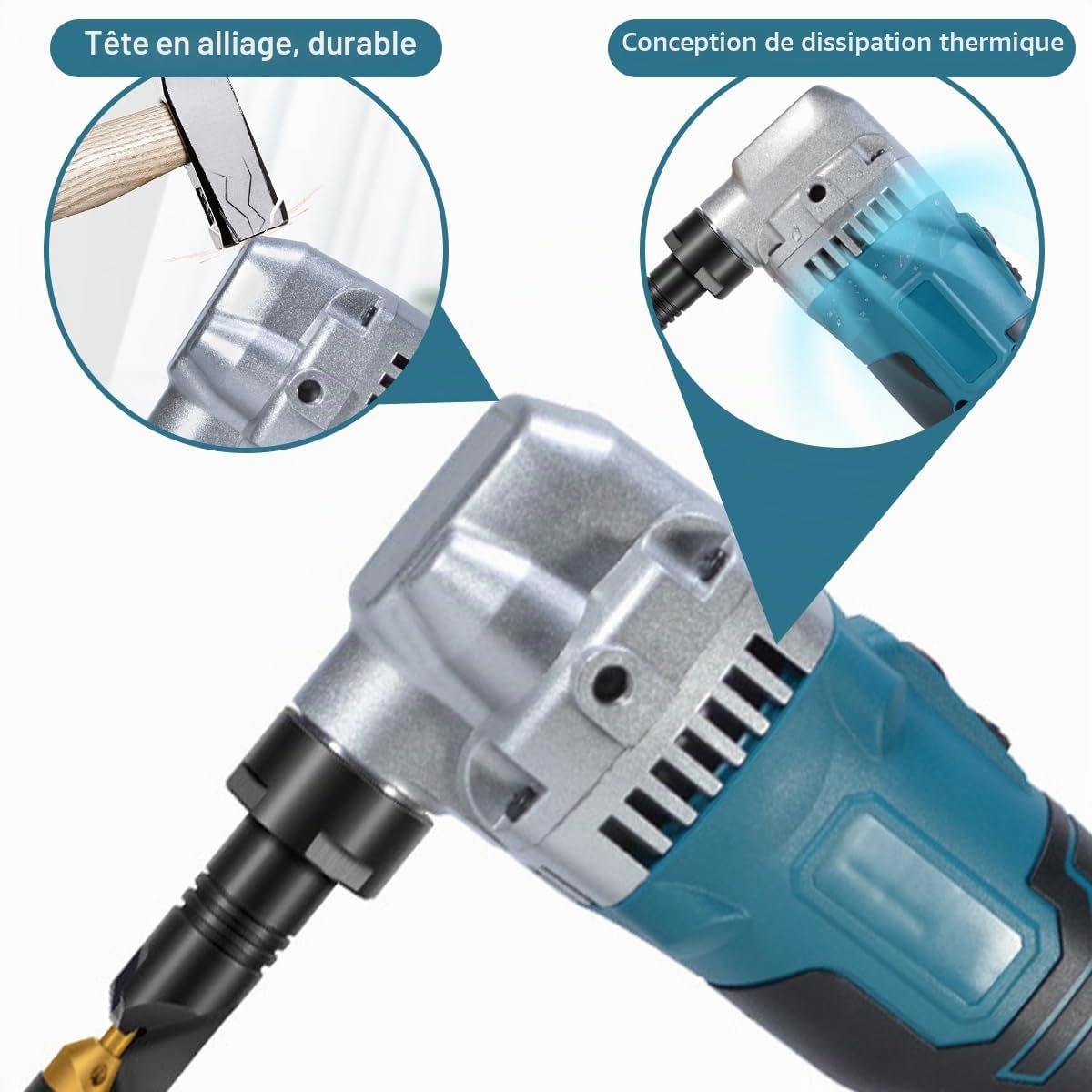 Grignoteuse Sans-Fil, Grignoteuse à tôle Compatible avec Makita 18v, Tête de Grignoteuse Rotative 360°, Grignoteuse Réglable 3 Vitesses, Ciseaux à Métal Grignoteuse à Tôle pour Couper L'inox