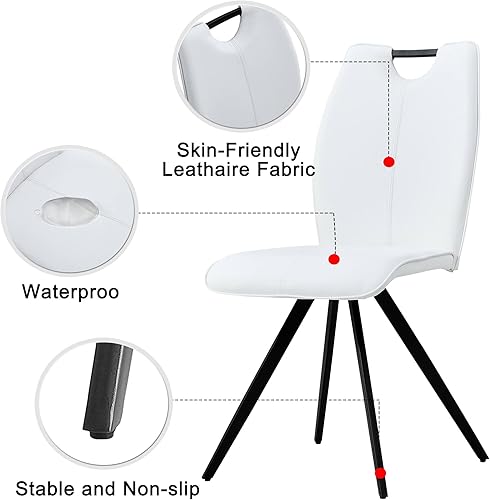 Miniatura 5 de Royard Oaktree Juego de 2 sillas de comedor modernas de piel sintética con patas de metal, sillas de cocina tapizadas sin brazos para comedor,
