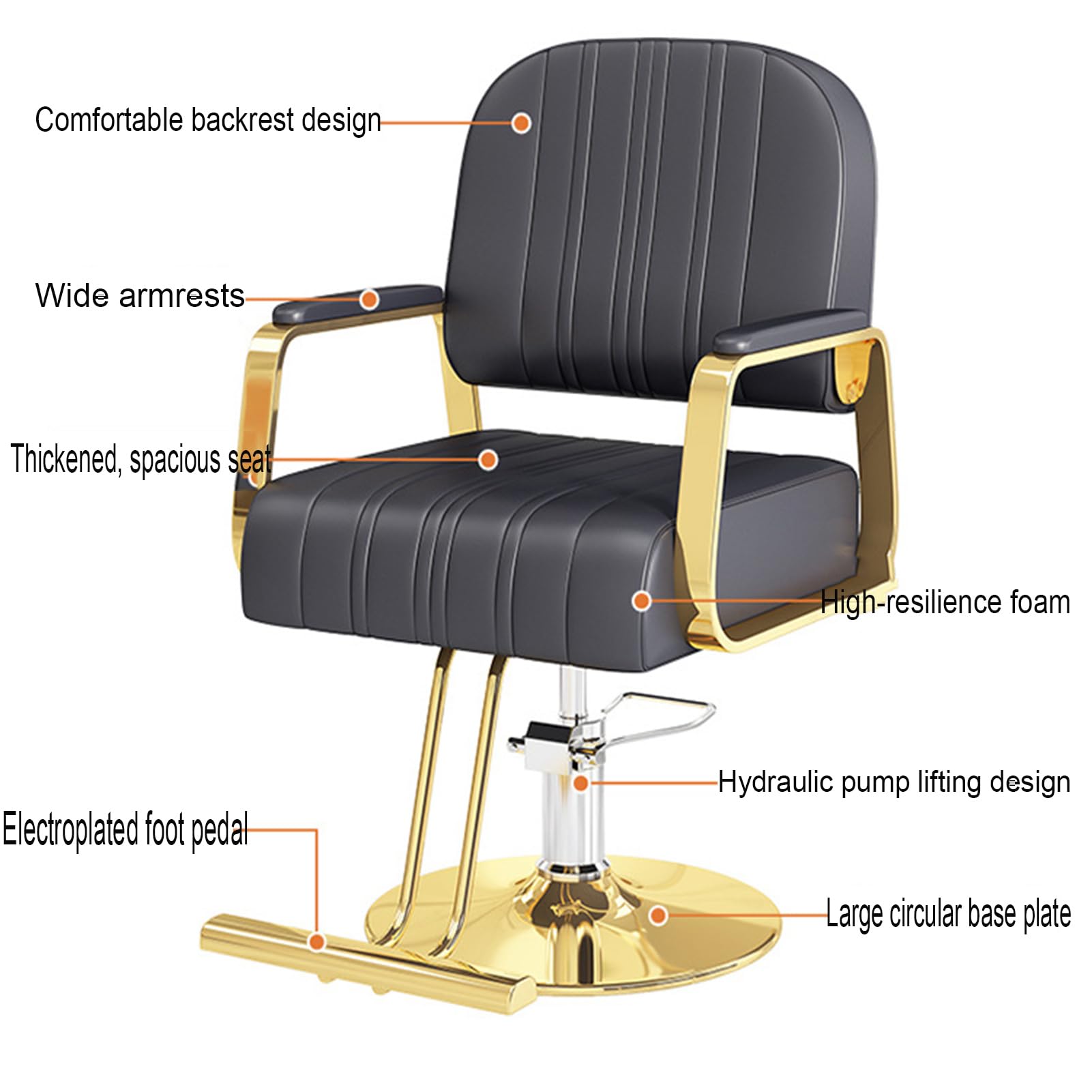 Sillón de barbería, sillón hidráulico para barbería y salón, Silla de peluquería de Alta Resistencia para salón de Belleza y SPA,Light Gray