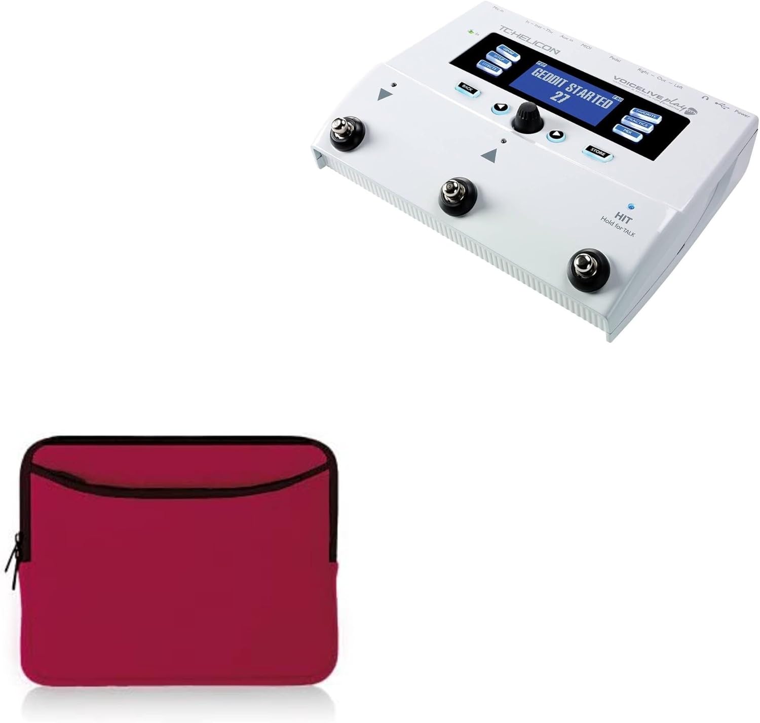 BoxWave Case Compatible with TC Helicon Play - SoftSuit with Pocket, Soft Pouch Neoprene Cover Sleeve Zipper Pocket - Crimson Red