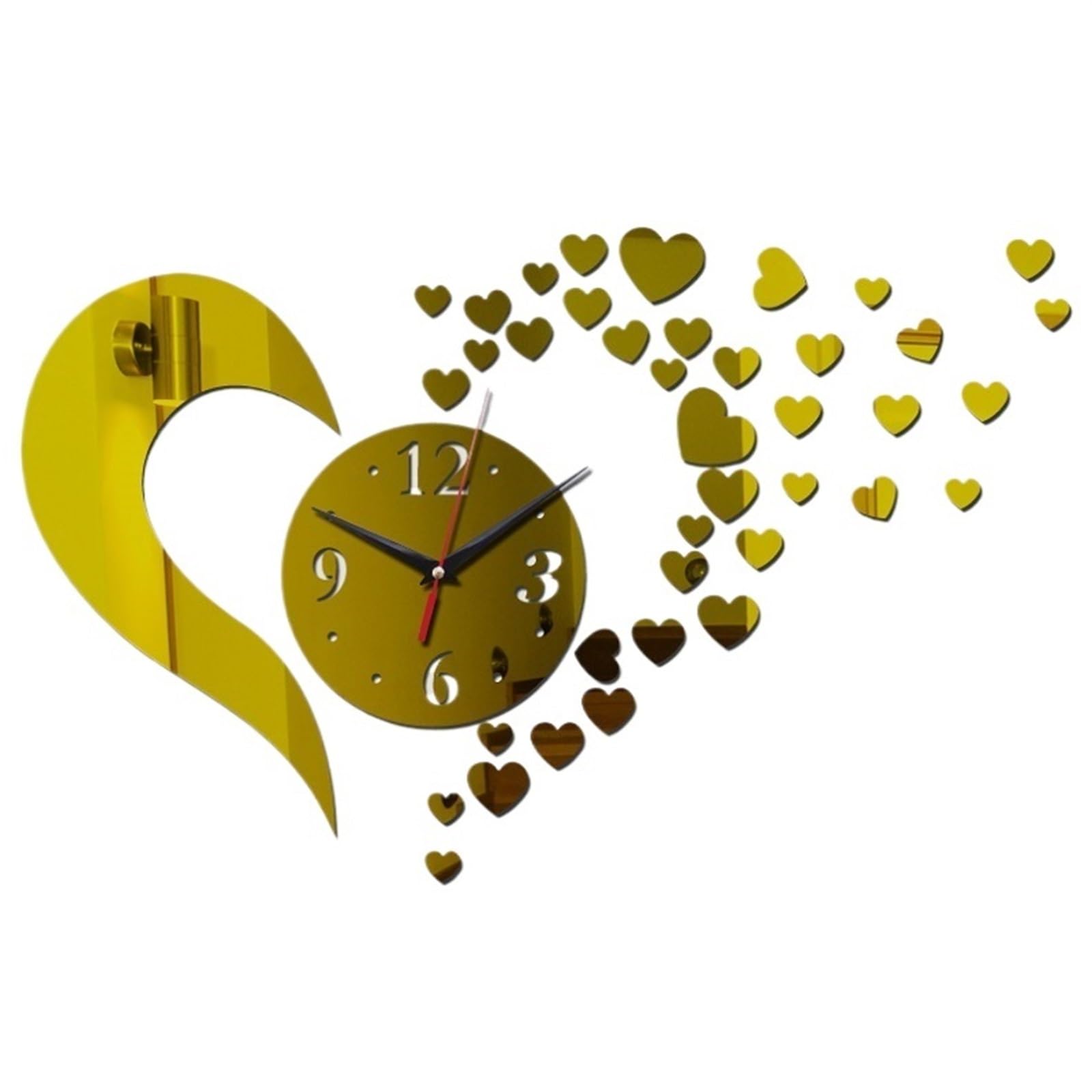 ZPFDSG Wall Sticker Clock Wall Quartz Clocks Material Hearts Decoration Watches For Living Room Diy Mirror Sticker Home Decor