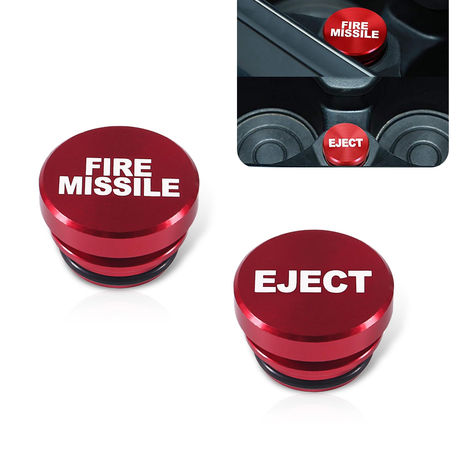 GKmow2 PCS Car Metal Cigarette Lighter Button Cover, Cigarette Lighter Dust Decorative Cover Replacement, Standard 12V Power Cigarette Lighter Plug, Universal for Most Cars Motorcycles (Red)