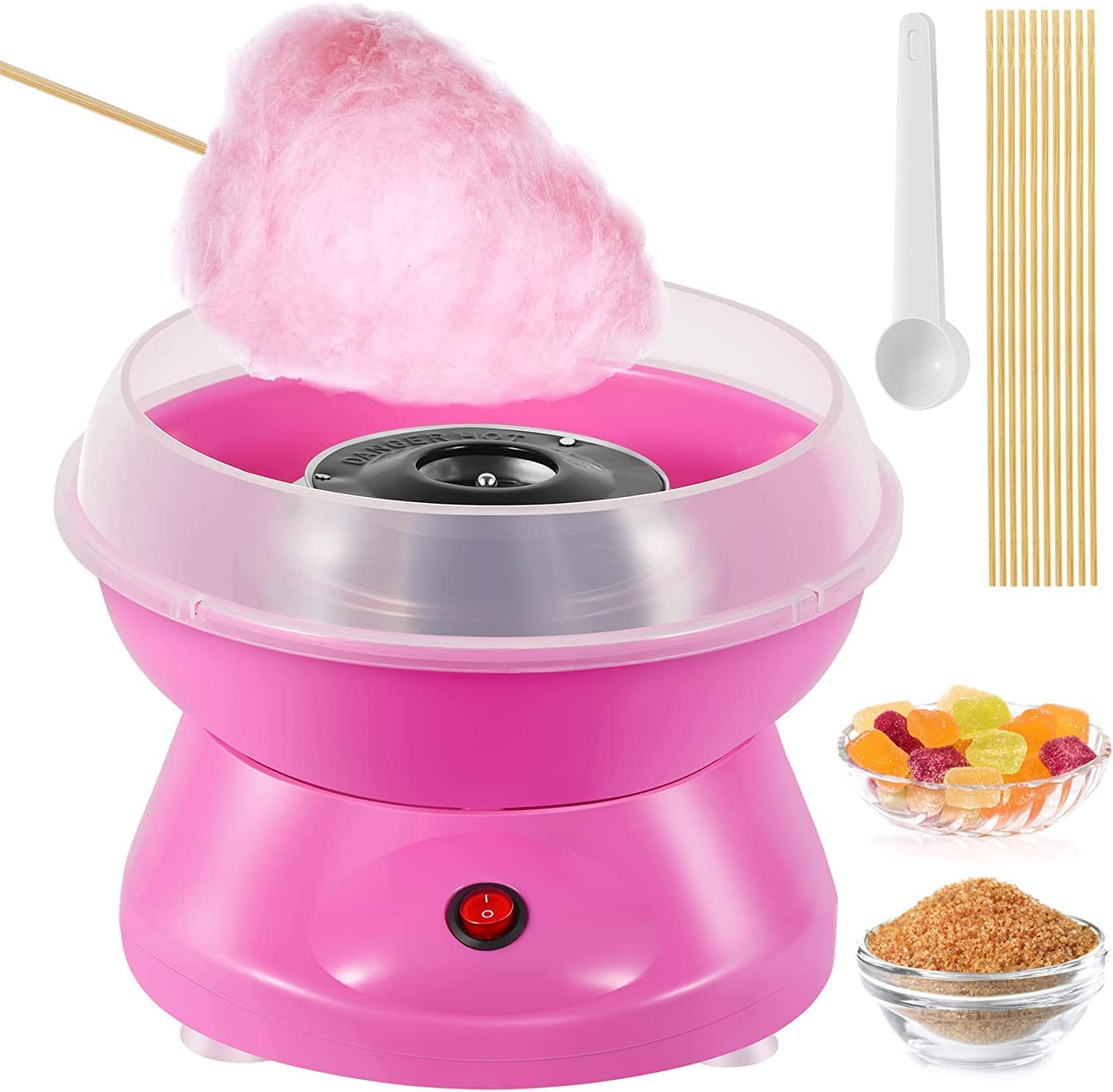 Sakar Cotton Candy Maker Sugar Free Candy, Sugar Floss, Homemade Sweets for Birthday Parties Carnival Party, Kitchen Bakery Snacks Includes (Cotton Candy Round Machine)
