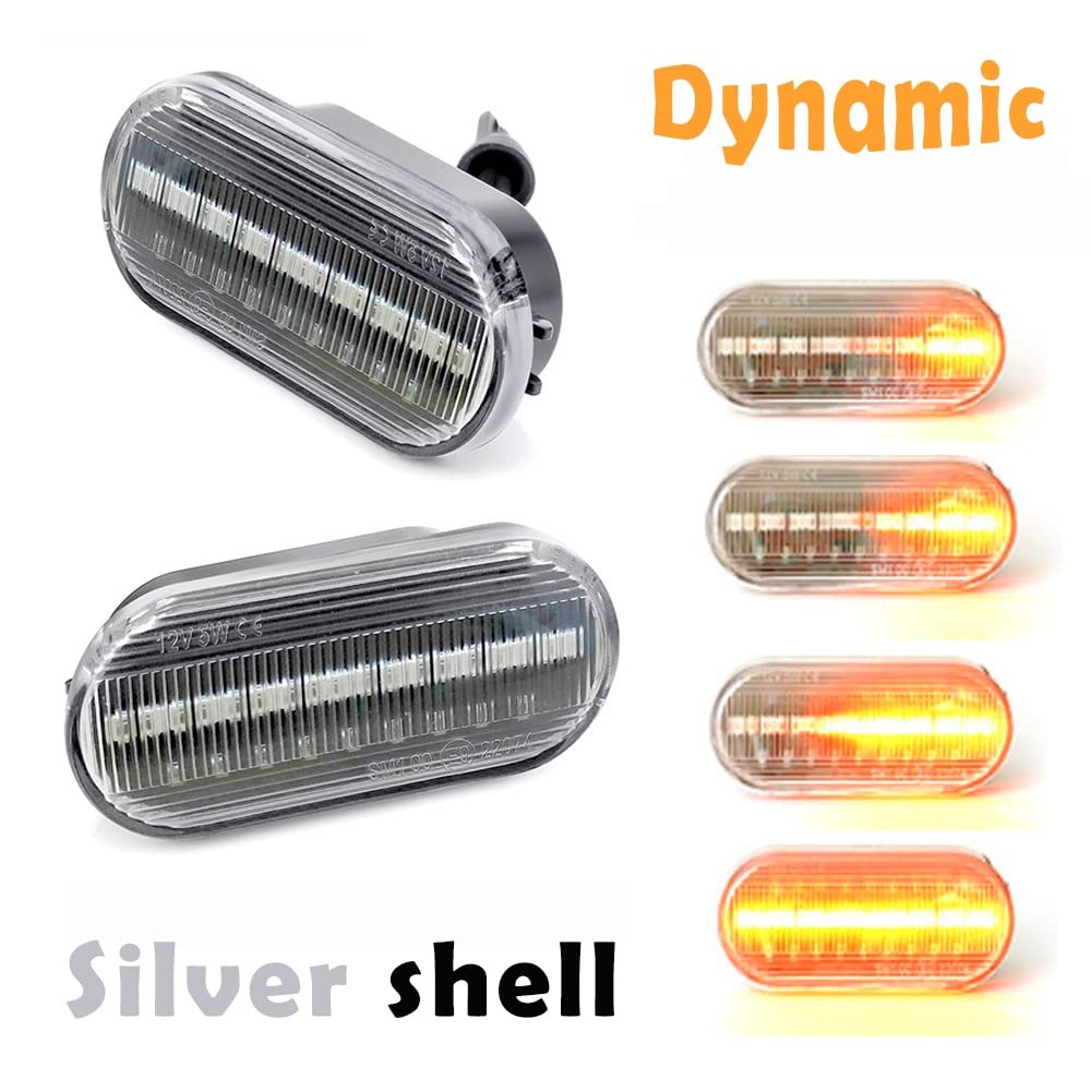 Intermitentes Automóviles 2 Uds Dynamic Luz Indicadora Lateral para Skoda para Felicia para Octavia 1U para Citigo Lámparas De Señal De Giro(Dynamic Silver)