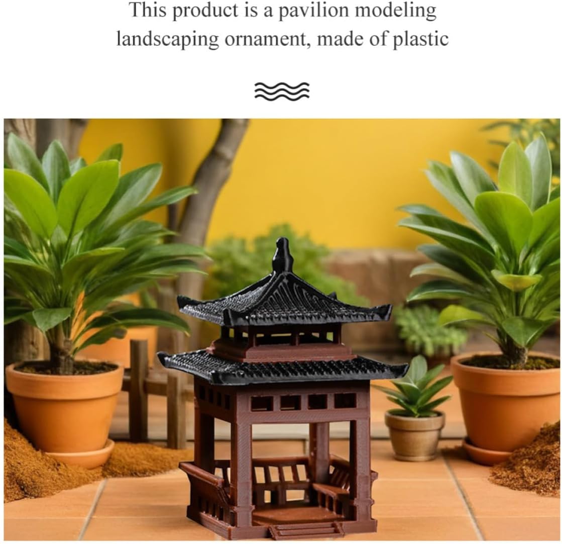 NUOBESTY Miniature Pavilion Ornament for Bonsai Garden Decor Plastic
