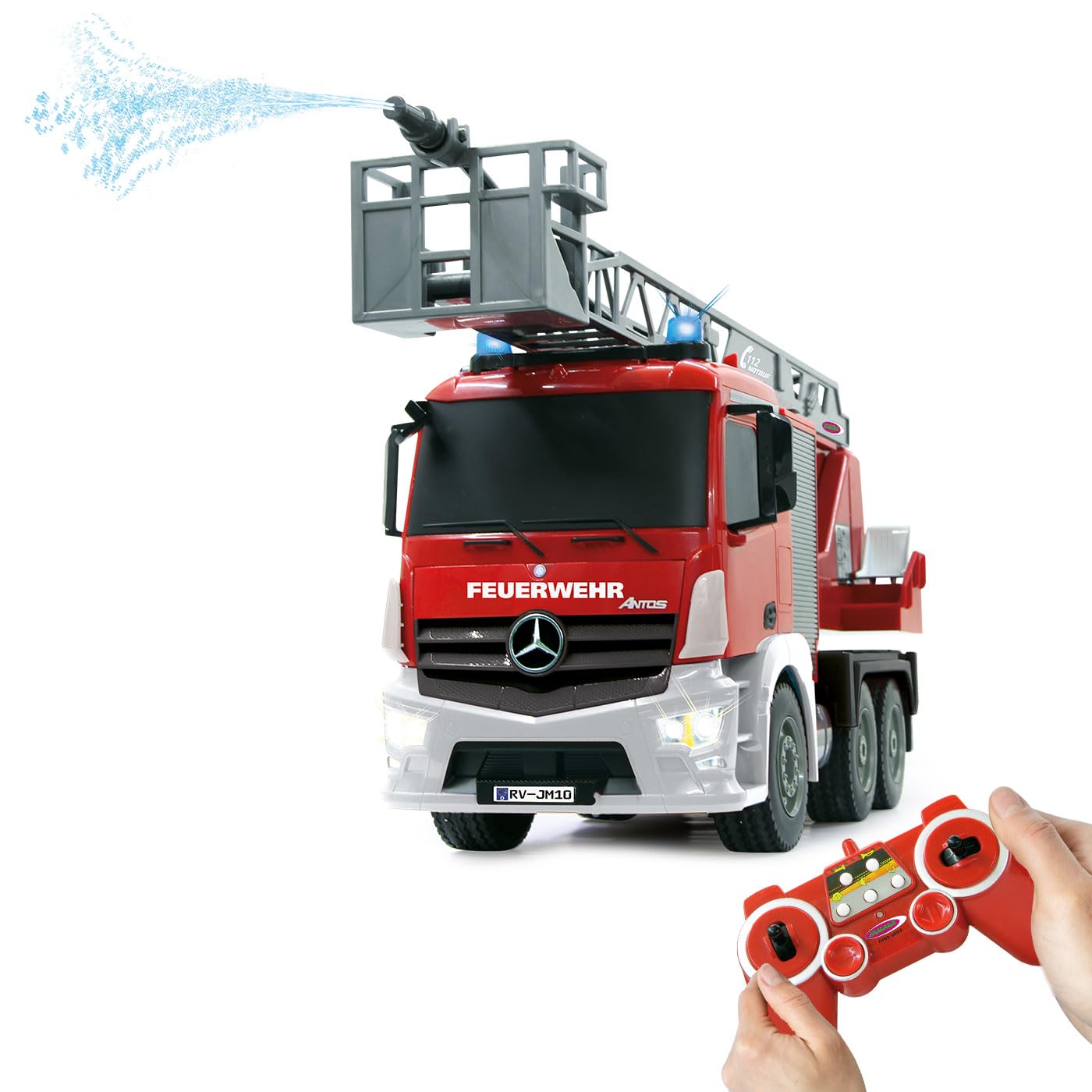JAMARA 404960 - Camion da Pompieri Mercedes Antos, Scala 1:20, 2,4GHz, Rosso