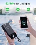 Charge rapide de la banque d'électricité 50000mAh - 22.5W Chargeur Portable Capacité Énorme Batterie Externe USB C Charge rapide avec 4 Produits & 3 Entrées LED Affichage Énorme pour iPhone, Samsung, iPad etc. (Noir)