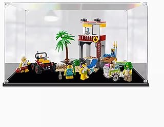 Display Box Compatible with Lego 60328 Beach Lifeguard Station Dustproof Display Case, Model Collectibles Display Case (No Lego Model) (2MM)