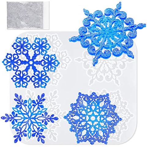 NiArt Epoxy Resin Silicone Plaster Snowflake Coaster Molds 4PCS 4.17" DIY Craft Mold Cover