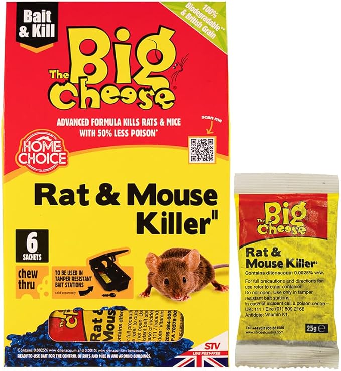 The Big Cheese Rat & Mouse Killer Grain Bait Sachet 25g x 6 Kills