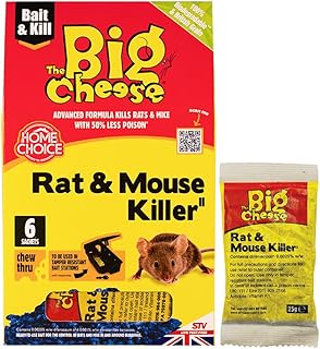 The Big Cheese Rat Killer and Mouse Killer Grain Poisoning Sachets (6 x 25 g) - Rat Poison, Mouse Poison