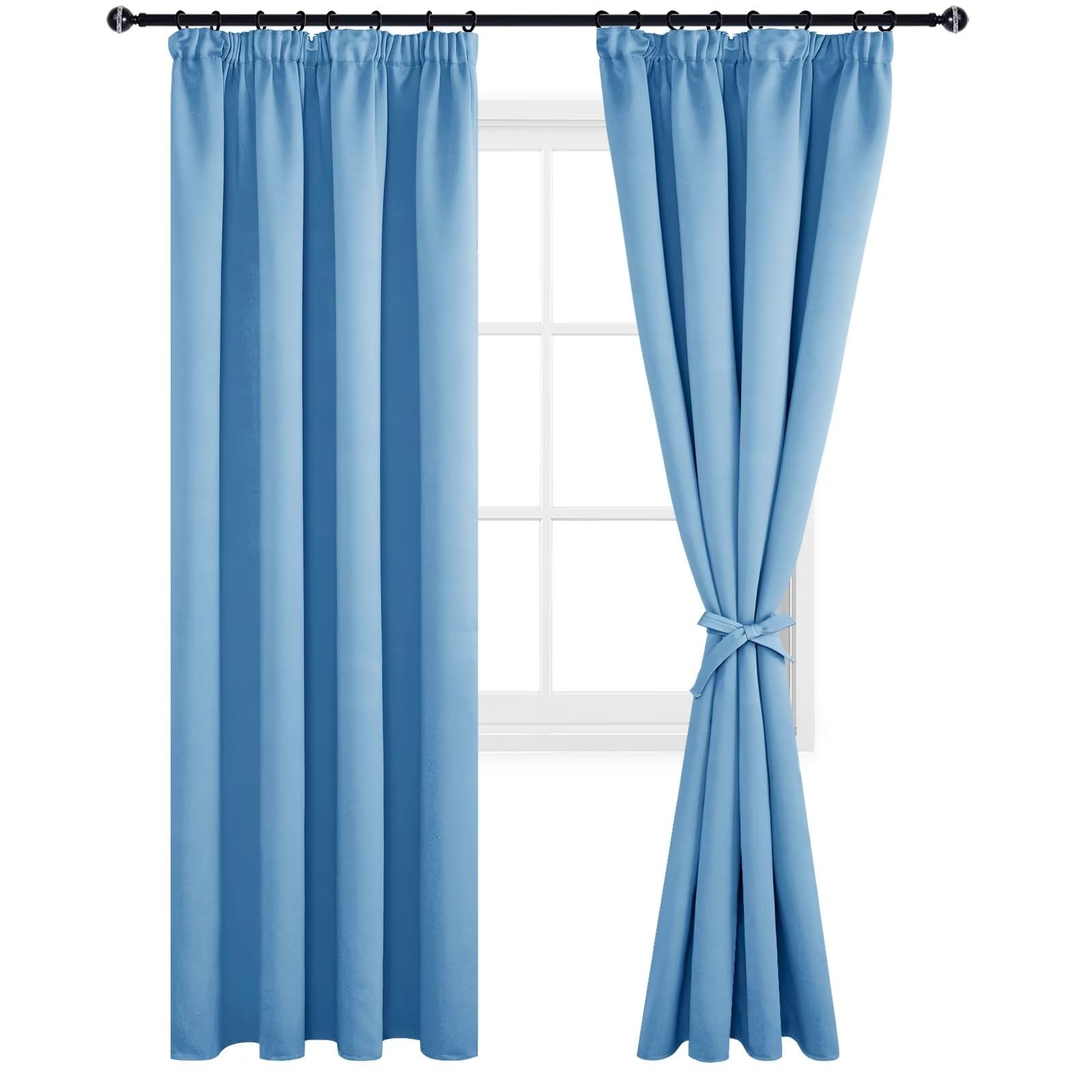 DWCN Blackout Curtains for Bedroom Thermal Insulated Room Darkening Pencil Pleat Window Curtains for Living Room 46 x 90 inch Length