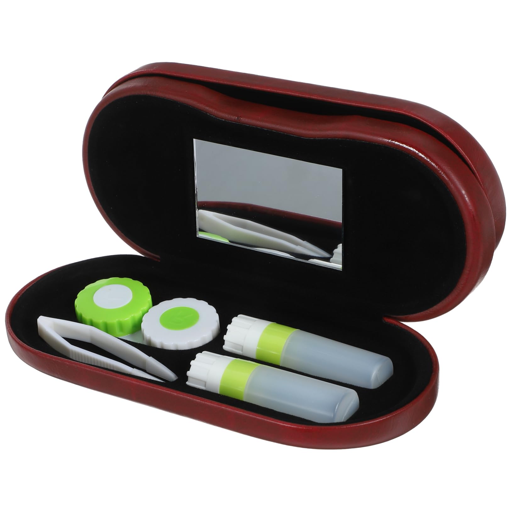 BESTYASH 2 Set Custodia Per Gli Occhiali Lenti Organizer Per Il Trasporto Degli Occhiali Astuccio Contenitore Per Occhiali Comodo Porta Contatti Astucci Per Occhiali Pinzette Pu Rosso
