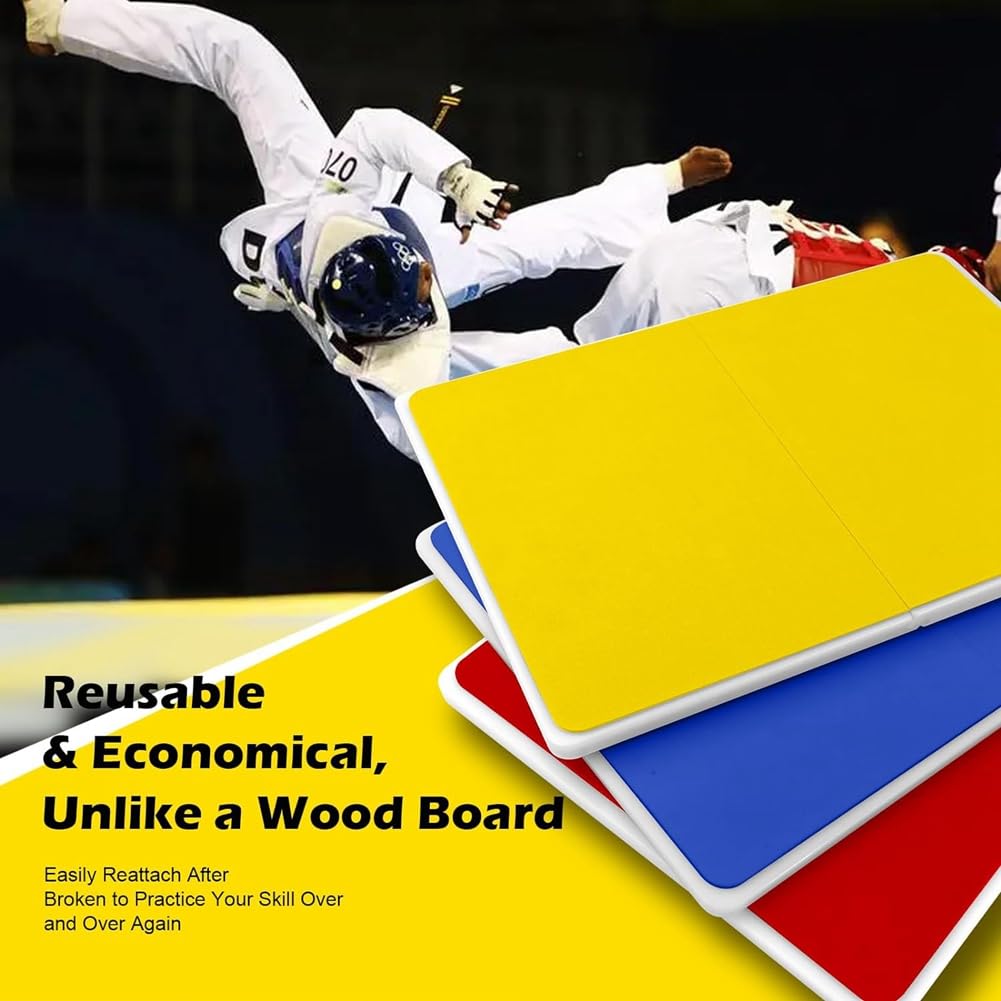 Logest Herbreekbare boards Martial Arts - Taekwondo Karate MMA Boards - Herbruikbare Plastic Training Breaking Boards voor Kinderen & Volwassenen Verkrijgbaar in 4 Niveaus (6 Niveaus Set - Wit Y B R B