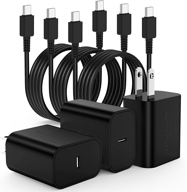 3Pack 45W USB C Charger for Samsung Galaxy S24 Ultra, Super Quite Fast Charging Type C Block with 6.6FT C to C Cord for Samsung Galaxy Tab S9 S8 S23 Ultra S22 Ultra S23 S22 S21 Note 10 Plus 20
